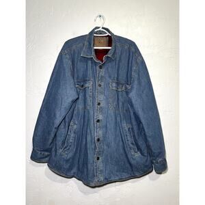 Mens outdoor button down fleece lined denim shirt jacket mens XL western chore